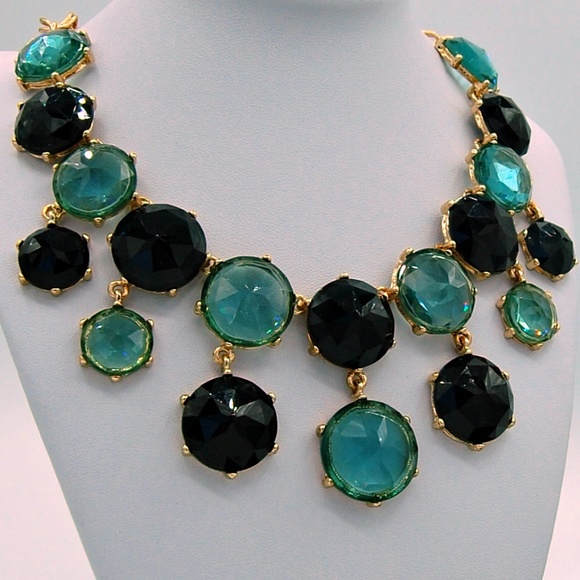 Chico's Black and Teal Crystals Gold Necklace NWT - Picture 5 of 5